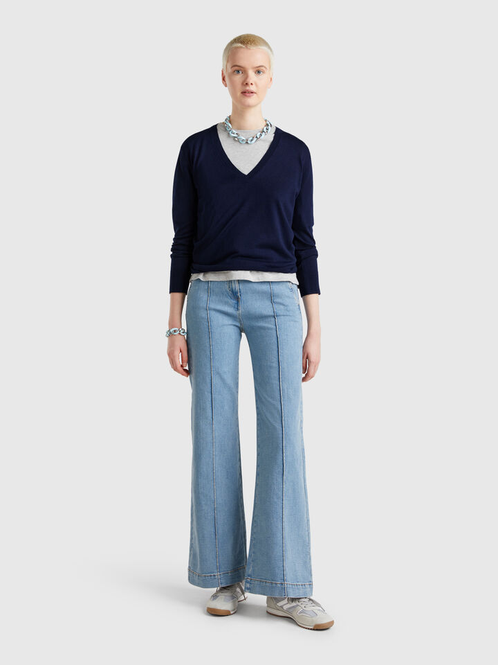 V NECK SWEATER L/S Mujer image number 3
